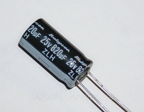 Конденсатор електролітичний 820мкф-25v (105 °C)